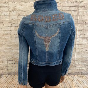 Custom Western Live and Let Live Denim Jacket SZ S